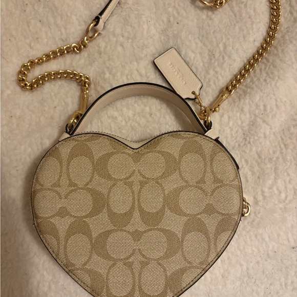 Coach Cream Heart Crossbody Bag with Signature Monogram - Picture 2 of 3